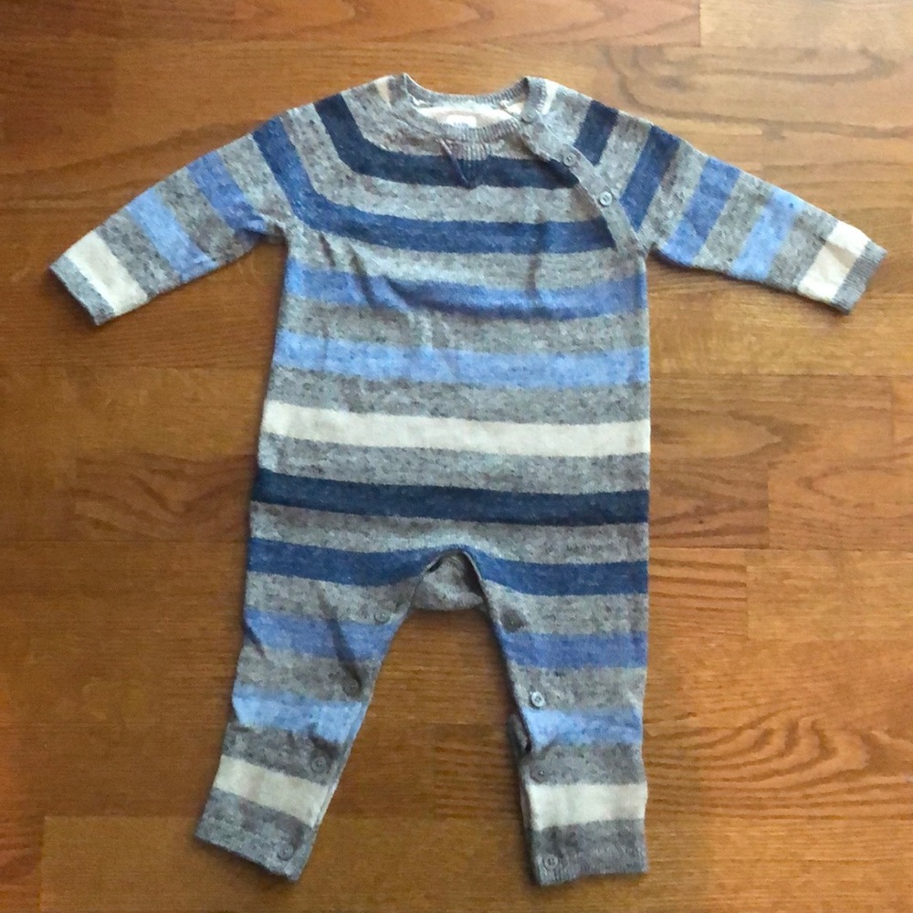 Baby Gap Blue and Grey Stripe Sweater Romper